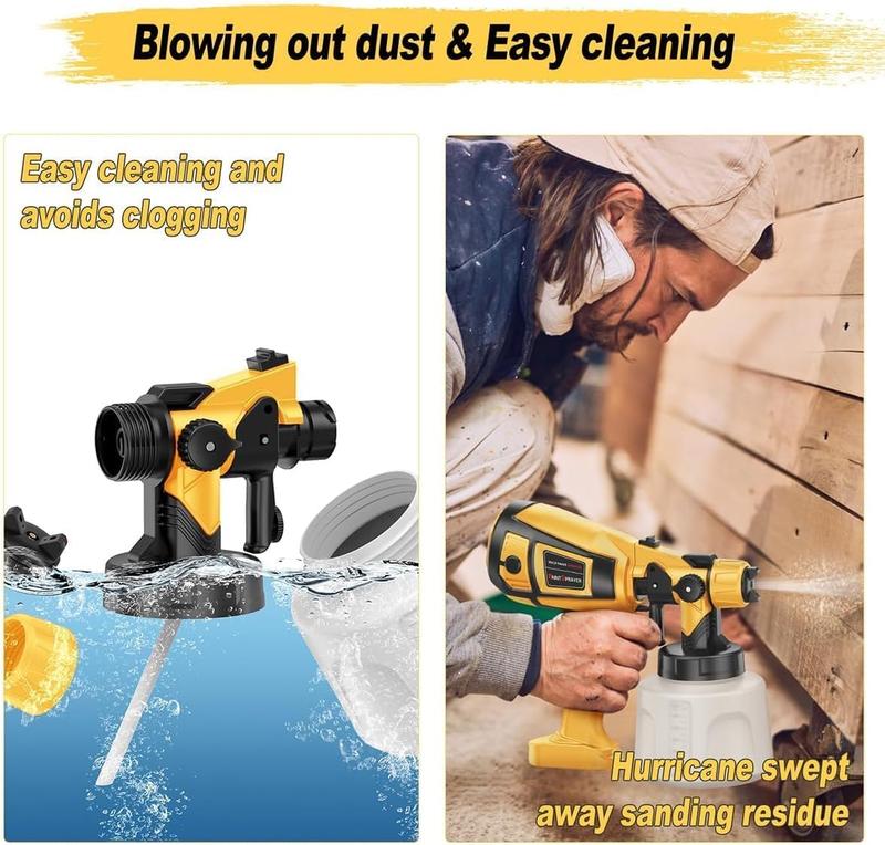 1000W High-Efficiency Electric Paint Sprayer, Cordless HVLP Paint Sprayer for Indoor and Outdoor Use with 10 Accessories, Suitable for House Paint and Color Sprayers on Fences, Furniture, Cabinets, and Walls.