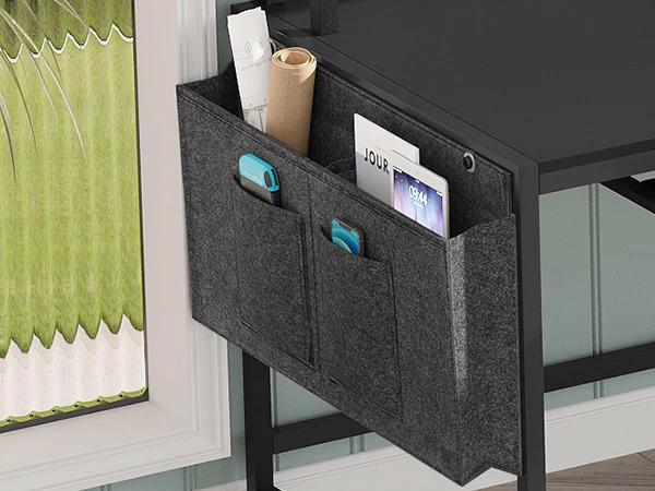 Sikaic L Shaped Reversible LED Gaming Desk with Power Outlets Strip Monitor Shelf Keyboard Tray Pegboard and Storage Shelves