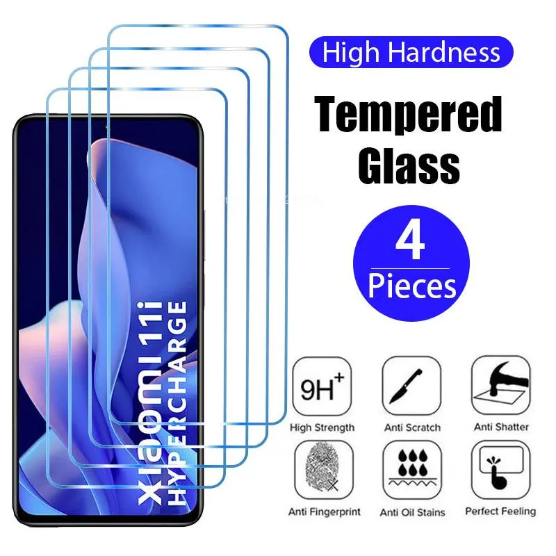 4pcs Full coverage protector for Xiaomi Mi 12T 11T 10T Pro 5G 9T 11i A3 A2 Screen Protector for Xiaomi Mi 11 10 9 8  Lite 5G NE