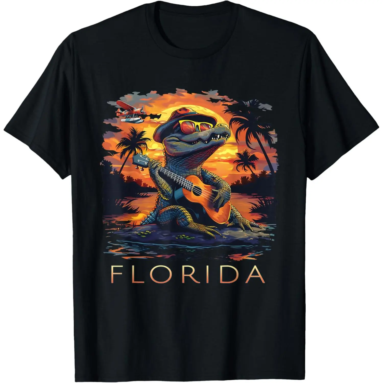 100%cotton Florida Vacation Cute Alligator T-Shirt