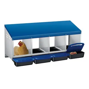 GAOMON 4-Hole Chicken Nesting Box, Roll Away Nest with Removable Tray, Easy Egg Collection & Cleaning, Wall-Mount Nesting Boxes for Hens, Chicken Coop - Blue