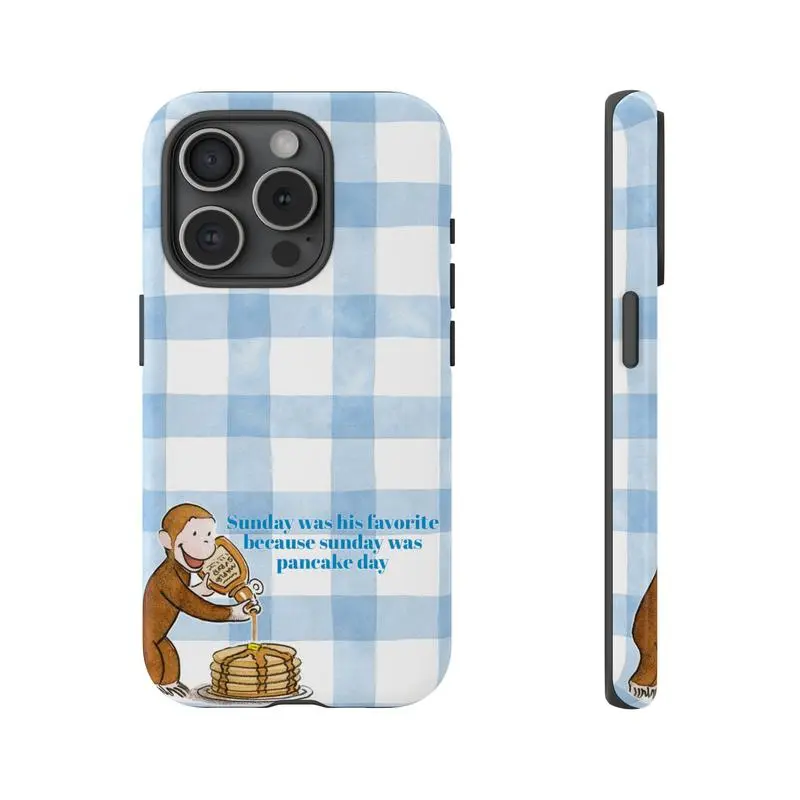 Cute Curious George Cartoon Monkey Themed Phone Case Premium Matte Texture, Protection, Shockproof, Anti-Drop, Anti-Fingerprint For IPhone 17, 16, 15, 14, 13, 12, Pro Max, Pro Plus, and Samsung S25, 24, 23, 22 Protection Safety