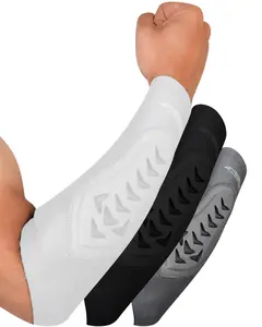 Exxact Sports Padded Forearm Compression Sleeve - Football Arm Sleeves for Men Baseball (White)