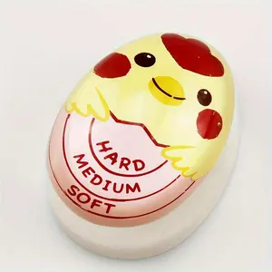 Changing Timer, Hard/Medium Soft/Soft Doneness Indication with Cute Cartoon Face, No Electricity, Durable, Kitchen Tools, Suitable Boiling Eggs, No Timer, Fun Kitchenware, Glossy Surface