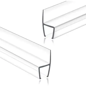 Frameless Shower Door Seal Strip 2 Pack x 78 Inch H For 3/8" Thick Glass Shower Door Side Seal Strip Bottom Seal Door Sweep Ultra Clear Polycarbonate, Stop Shower Leaks Create A Water Barrier