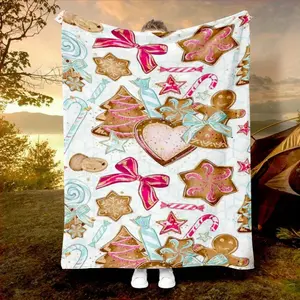 Festive Gingerbread Man Blanket Reversible Flannel Throw for Holiday Cheer AllSeason Comfort Sweet Christmas Gift It is an excellent gift for children, family and friends