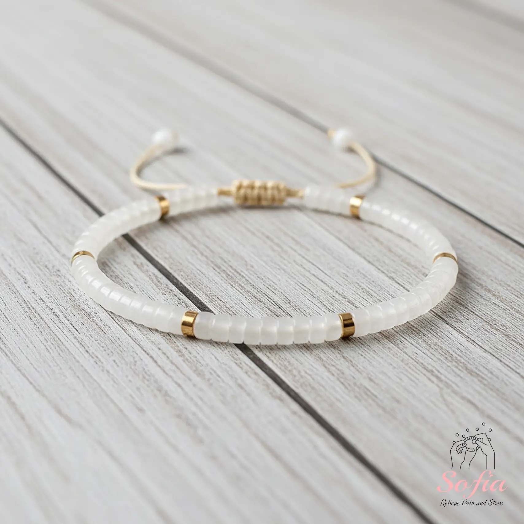Sofia Natural Clear Quartz Stone Bracelet Healing Crystal Barrel Gemstone Braided Dainty Handmade Minimalist Style for Daily Use Gift for Her Him