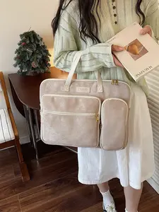 2026 New Velvet Multi-Pocket Laptop Bag for Women, Korean Style Notebook Handbag, Business Commute Briefcase, Shockproof Protective Case