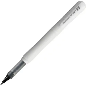 Zig Letter pen COCOIRO, Refillable Marking pen, with Flexible ExtraFine brush tip, Black ink,   (WHITE, Black)