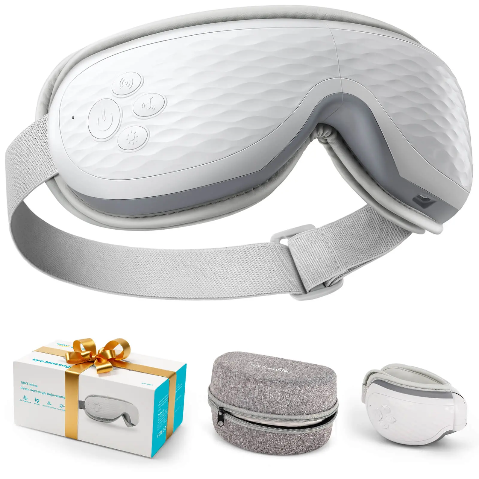 ALLJOY Heated Eye Massager with Bluetooth Music, Silent Portable Eye Therapy Device for Eye Fatigue, Dry Eyes & Relaxation, Portable Relaxation Gifts for Men & Women
