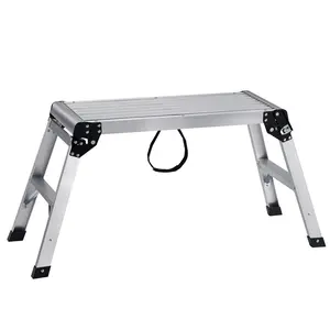 fathersdaygift VEVOR Folding Work Platform, 330 lbs Load Capacity, Aluminum Drywall Stool Ladder, Heavy Duty Work Bench w/ Non-Slip Feet, Ideal for Washing Vehicles, Cleaning, Painting, Decorating