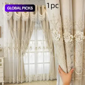 1pc Double Layer Embroidered 100% Blackout Curtains, Window Curtain, Casual Modern Style for Living Room Balcony Bedroom #GLOBAL PICKS