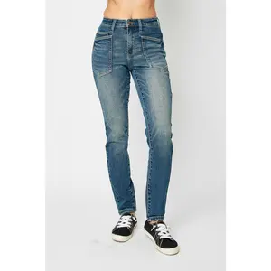 Judy Blue High Waist Skinny Jeans - Plain Denim Fit Below the Ankle Style 88687 for All Seasons Women's Bottoms