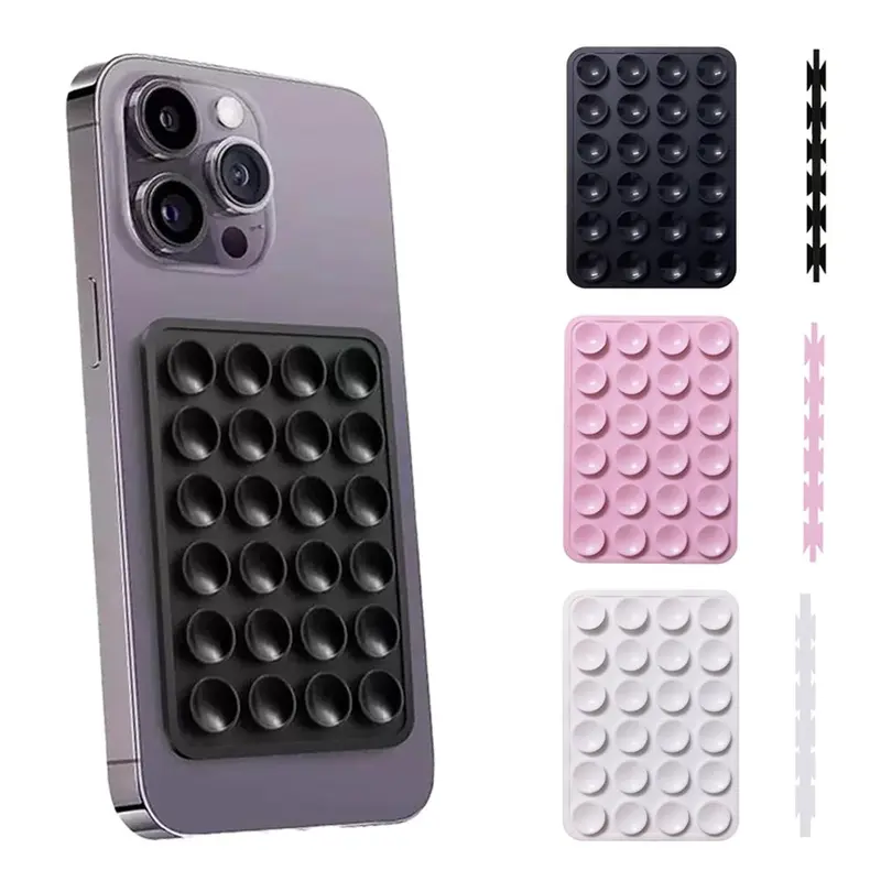 Silicone Double-sided Suction Cup Phone Case Back Detachable Bracket, with 24 Suction Cup, Suitable for Travel Essentials, Smartphone Accessories, Mobile Phone Accessories, Cellphone Casing