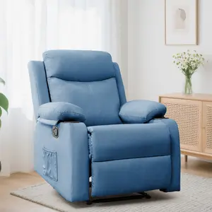 Korser Manual Chair Small Single Recliner Compact Upholstered Fabric Design with Side Pockets for Small Spaces & Living Rooms Adjustable Reclining 19.3" Seat Width Breathable Easy-Clean Fabric