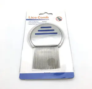 Lice Comb Stainless Steel Pins Handle Long Teeth Lice Comb With Anti Slip Lines