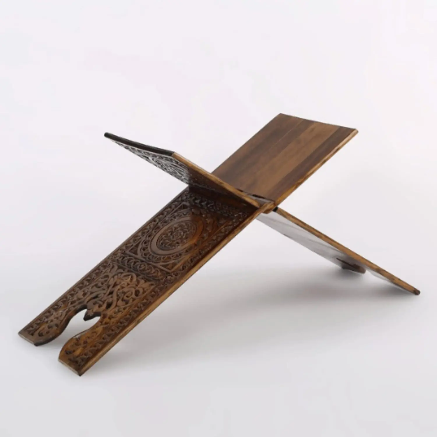 Carved Wooden Red Pine Luxury Quran Holder Organiser Rack - Handcrafted, Foldable Big-Size, Elegant Design, Religious Room Item, Desk/Floor Accessory with Reading Space, Compatible with Laptop Stands (Computers & Office Equipment, Laptop Stands & Trays),