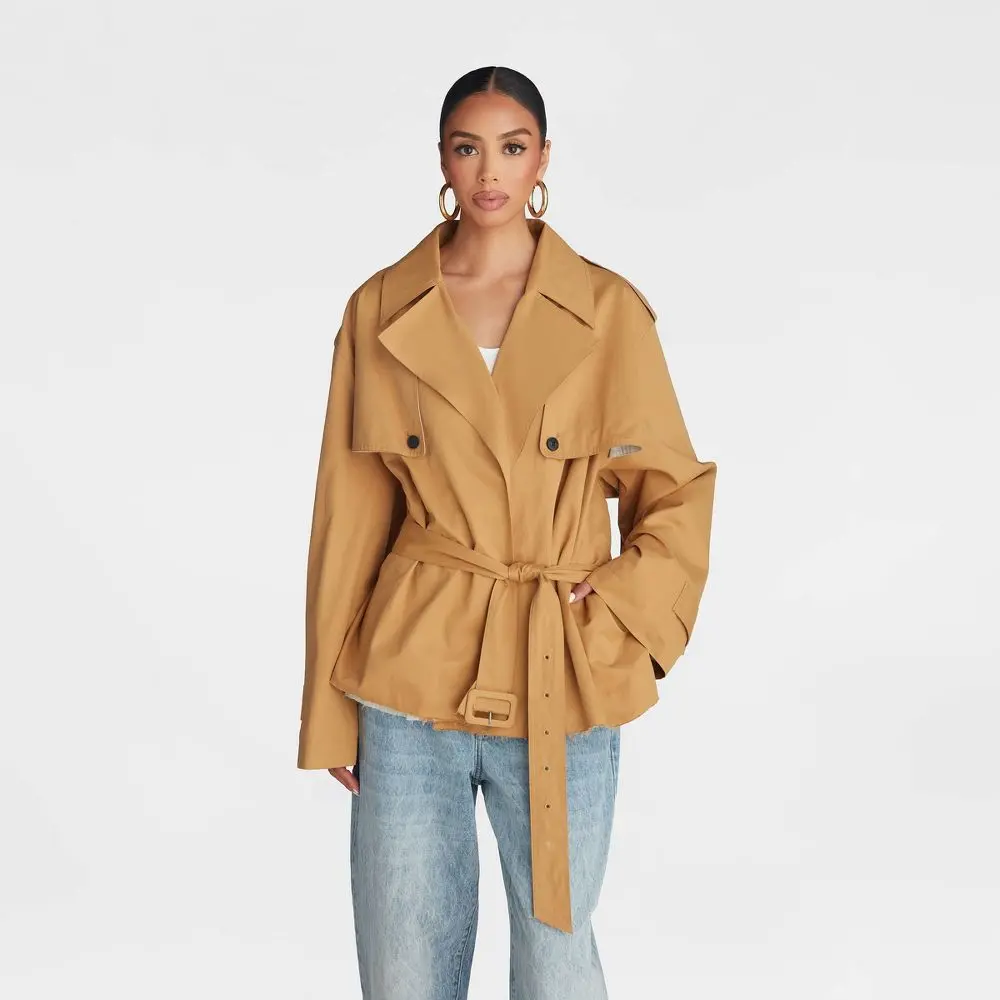 KBB by KAHLANA Women's 'The Belted Cropped Trench Jacket', Everyday, Coats