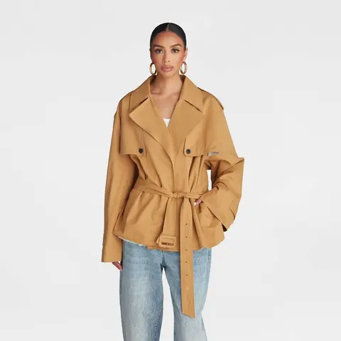 KBB by KAHLANA Women's 'The Belted Cropped Trench Jacket'