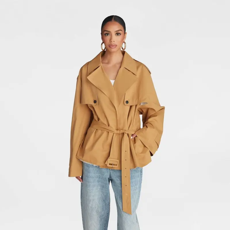 KBB by KAHLANA Women's 'The Belted Cropped Trench Jacket'