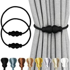 Decorative Magnetic Outdoor Curtain Tiebacks Holders for Window Drapes Treatment Black 2Pack