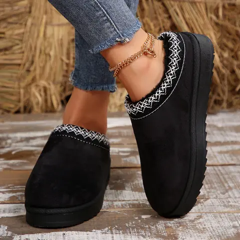 Women's Lined Slippers and Platform Snow Boots - Warm Light and Durable Shoes for Outdoor House Indoor Non Slip Comfort  Winter Slippers with Thickened Flat Soles Springfresh Flatform Footwear