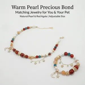 Warm PearI Precious Bond Human Bracelet And Pet Necklace Jewelry Set For Companion Moments