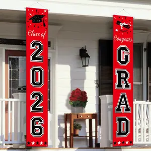 Graduation Decorations 2026, Red and Black Class of 2026 Decorations Graduation Banners for Any Schools or Grades Party Favor