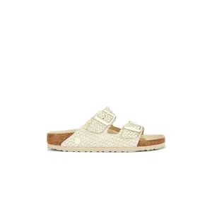 BIRKENSTOCK Arizona Woven Embossed Sandal in Ecru