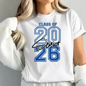 Class of 2026 Bold Graduation Graphic Tee, Senior Casual T-Shirt Sweatshirt Round Neck