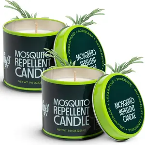 Mosquito Bug Repellent Candles for Outdoor Patio, Citronella & Essential Oils, Soy/Beeswax Blend, 30-Hour Burn Time, 9 Ounce, 2-Pack