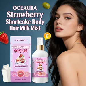 OCEAURA Strawberry Shortcake Body Hair Milk Mist - Strawberry Extract & Milk Dual-Use Scented Moisturizing Hydrating Fragrance Mist for Skin & Hair
