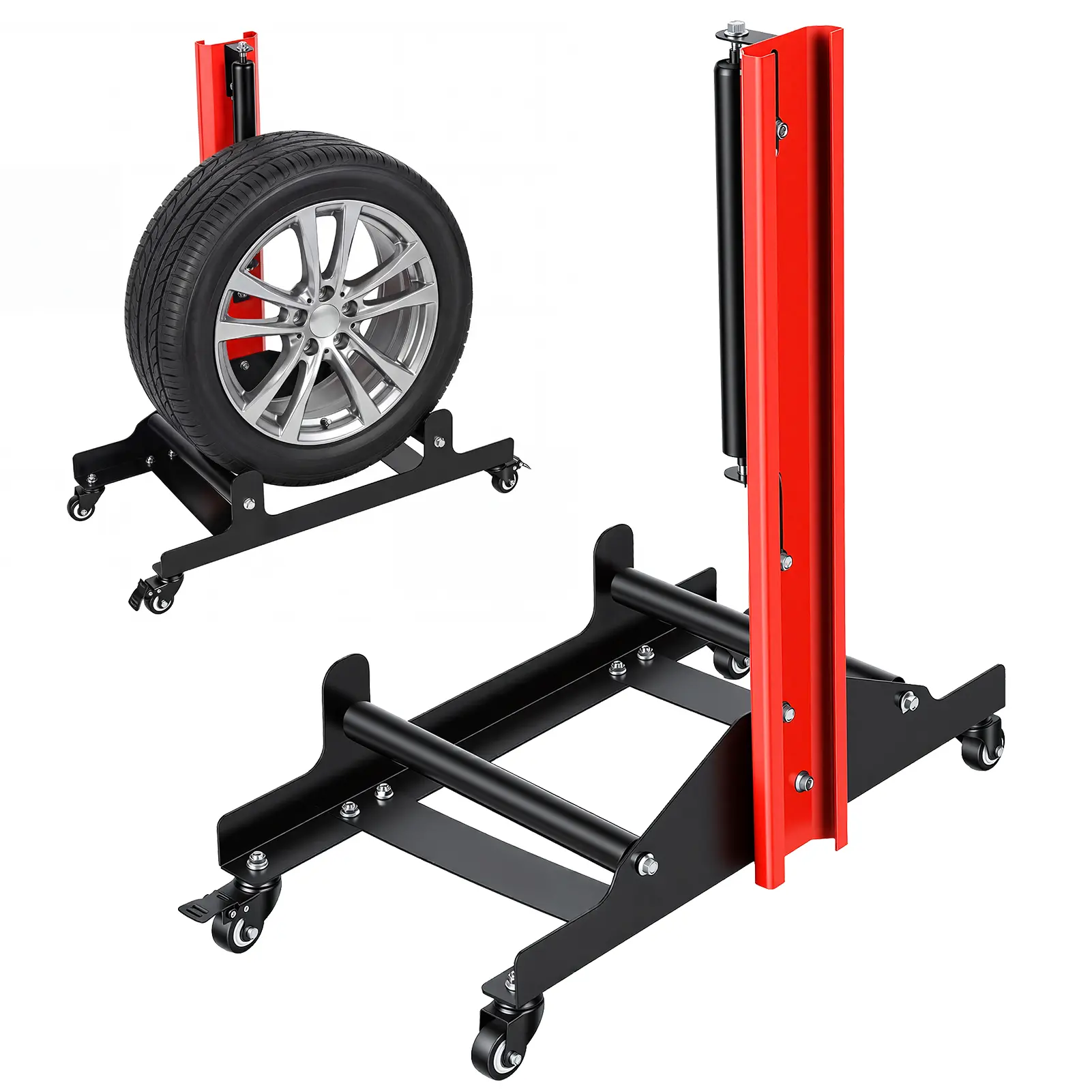Yucoap Rolling Wheel Detailing Stand, Car Wheel Cleaning Stand with 4 Casters, Heavy-Duty Tire Cleaning Stand with 3-Way Rotating Rollers for Ceramic Coating Tire Shine