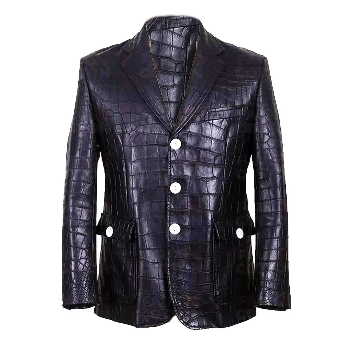 MotorCycleJackets Alligator Luxury Black Blazer