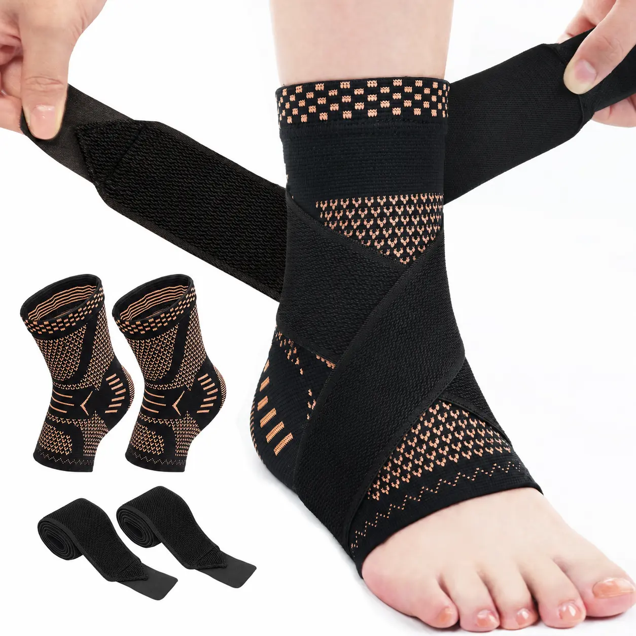 Ankle Brace for Women & Men, Ankle Compression Sleeve Support Ankle Brace for Sprained Ankle, Plantar Fasciitis Sports, Achilles Tendonitis Pain Relief, Black, M
