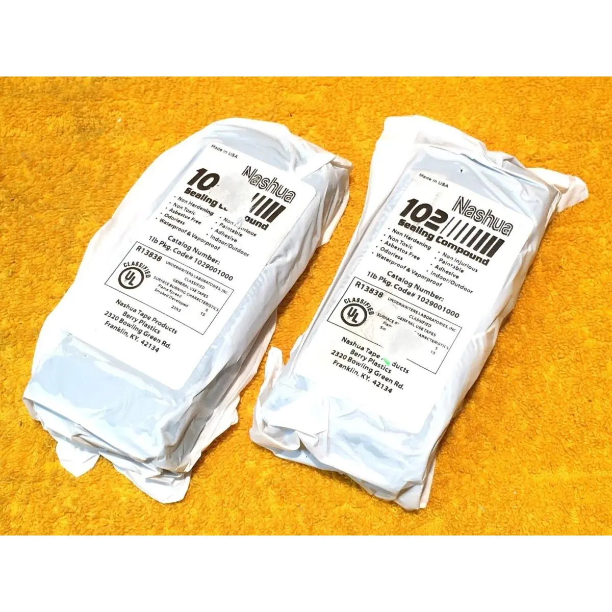 212 MAIN Adhesive Duct Sealer - Nashua 573-1088228 Model, 102 Units of 1lb Each, for Junction Sealing, Permanently Soft, Plastic Safe