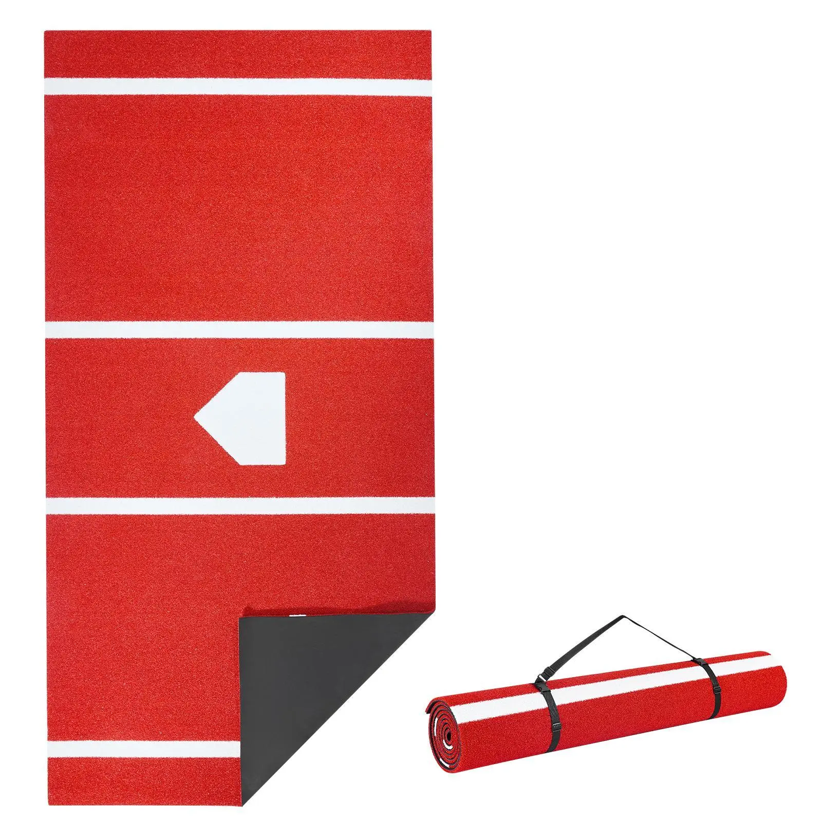 【SummerFinds】VEVOR Baseball Hitting Mat, 12x6 ft Batting Cage Mat, Batters Box Turf Mats, Softball Batting Practice Equipment with Home Plate and Anti Fade Turf, Portable Training Aid for Indoor Outdoor, Red