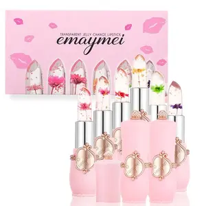 6-Pack Transparent Moisturizing Jelly Flower Color-Changing Lipsticks, Hydrating Crystal Clear Lip Balm for All-Day Comfort
