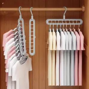 Multi-Functional Foldable Nine-Hole Storage Rack, Home Clothes Hanger, Folding Hangers, Large Capacity, Space-Saving Design, Unique Style, Clothing Organizer