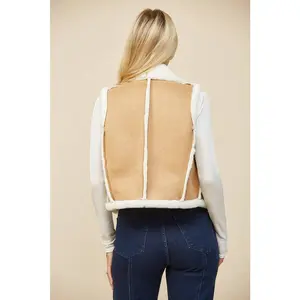 CONTRAST SHEARLING VEST