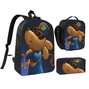Outdoor Dog man Print small travel backpack Fashion sports Dogman Bag Set with Lunch Container Box Pencil Case 3 Piece Dogman books series travelbags for camping, picnic， perfect birthday, party, holiday gift