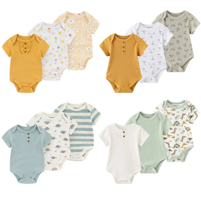 Kiddiezoom Fashion Summer Short Sleeve Cartoon Baby Bodysuit Cotton Newborn Boy Girl Clothes Kiddiezoom Fashion Summer Short Sleeve Cartoon Baby Bodysuit Cotton Newborn Boy Girl Clothes