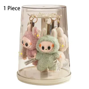 🛡️ Dust-Proof Home For Plushies: Cylinder Keychain Display Case with Lid (Protects Labubu/Pop Mart, Cream/Blue/Pink) Keychain Series Figures