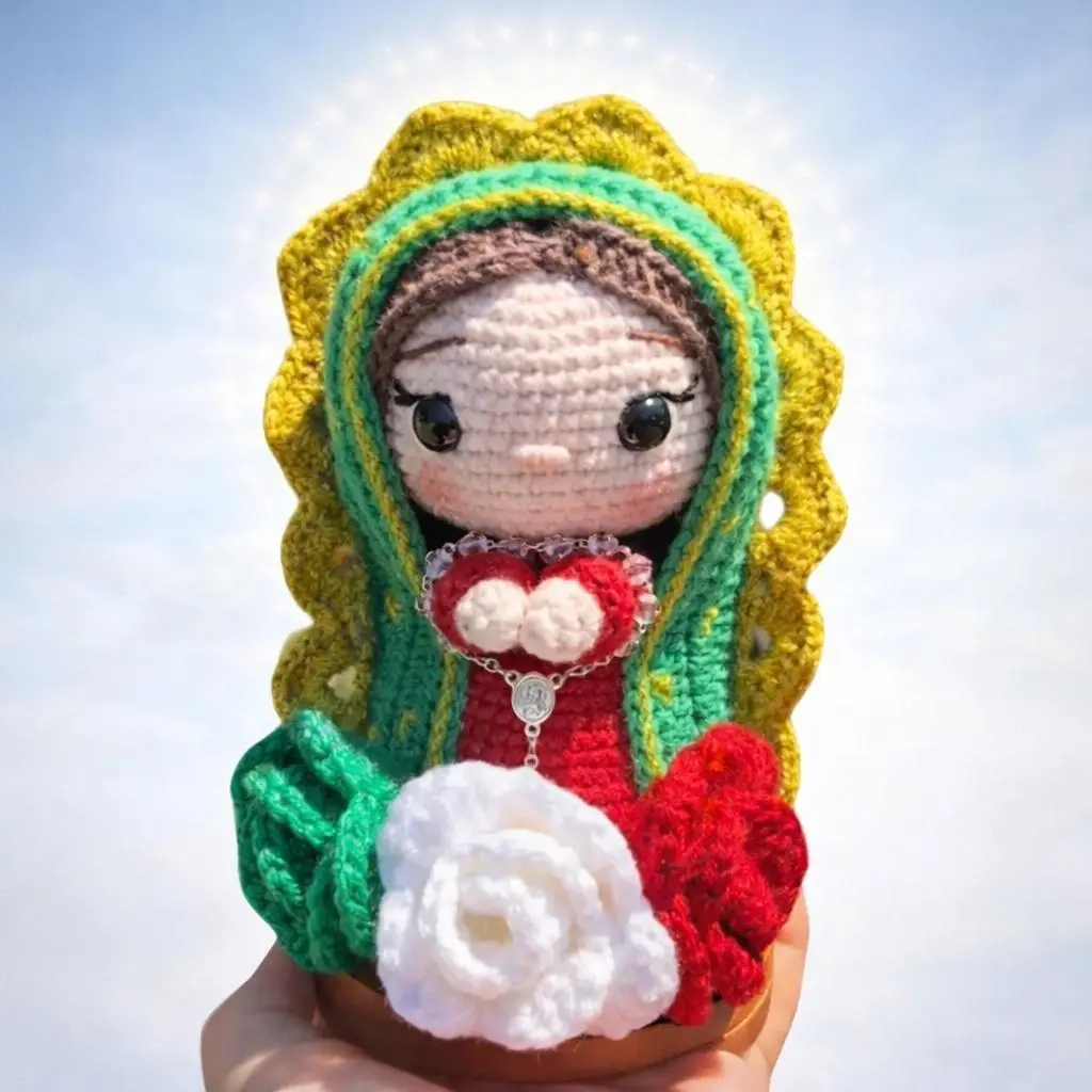 Virgin Mary Crochet Doll, Handmade Amigurumi Catholic Decor, Our Lady Plush, Christian Gift, Religious Home Decoration