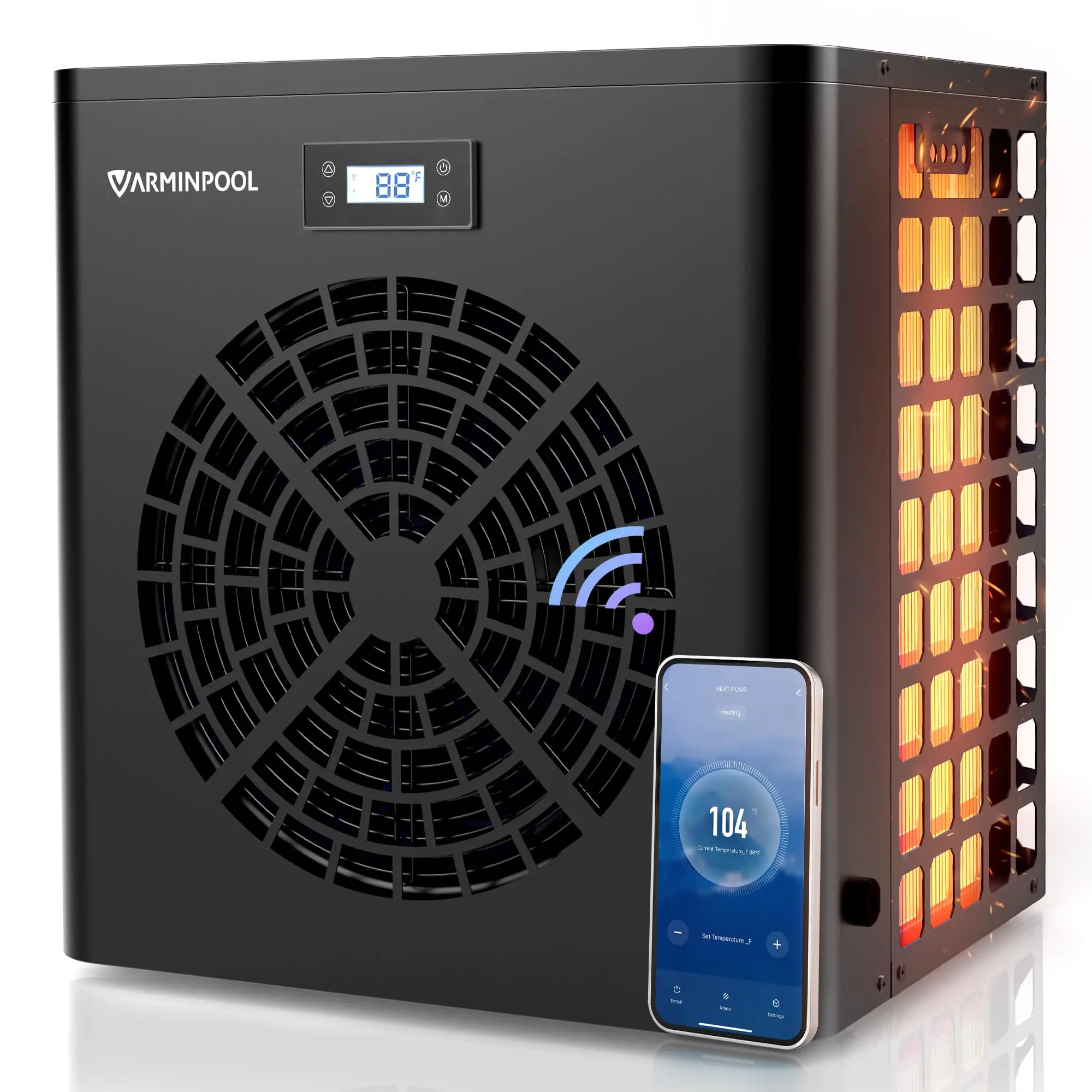 16000BTU Pool Heat Pump for Above Ground Pools, Electric Pool Heater for 5400 Gallons, WiFi Control, Energy-Saving Smart Inverter, Titanium Heat Exchanger, 110V, Galvanized Steel