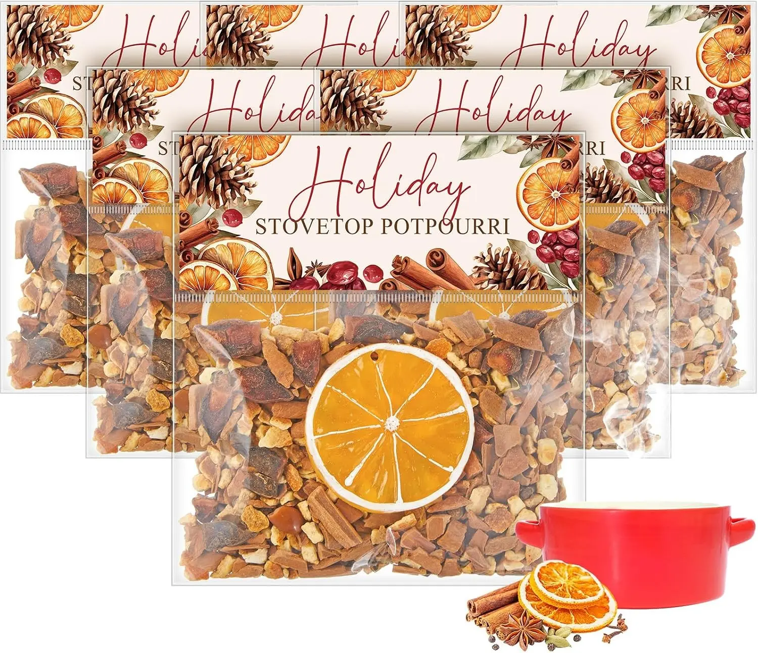 6 Pack Potpourri Simmer Pot Kit - Christmas & Holiday Scent Stocking Stuffer Gifts
