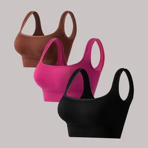 Women’s Seamless-Look Sports Bra – Wireless Gym Crop, Breathable Stretch, Light-Medium Support for Yoga, Studio & Everyday