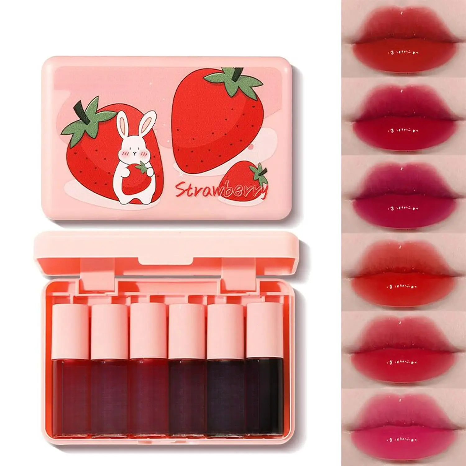 6 Colors Lip Tint Stain Set, Korean Lip Stain Mini Liquid Lipstick, Lip and Cheek Tint, Long lasting Non-Stick Cup Waterproof Makeup