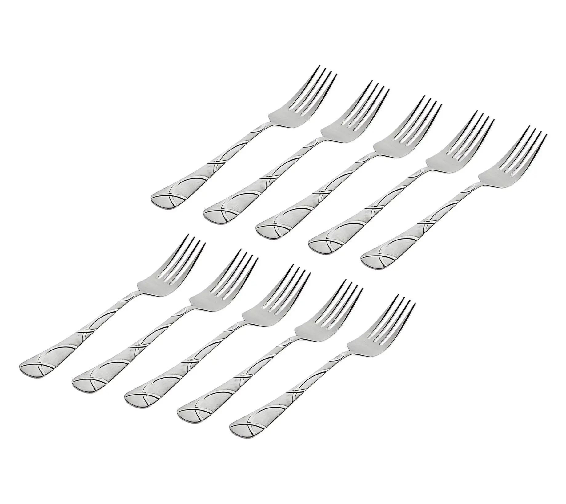 Godinger Set of 10 Olympia Sandblasted 18/0 SS Salad Forks Godinger Set of 10 Olympia Sandblasted 18/0 SS Salad Forks
