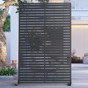 6FT Outdoor Metal  Screen - Decorative  Fence and Room/Garden Divider, Weather-Resistant Freestanding Panel with Stand, Durable Steel for Patio, Garden, Balcony, or Backyard